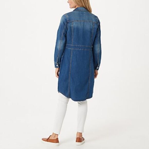 LOGO by Lori Goldstein Button Front Denim Duster - Picture 2 of 7